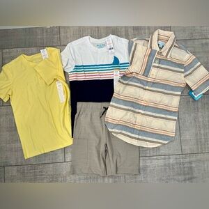 NWT Boys Tshirts, Button Polo And Shorts 4pc Lot Size Small 6 / 7
